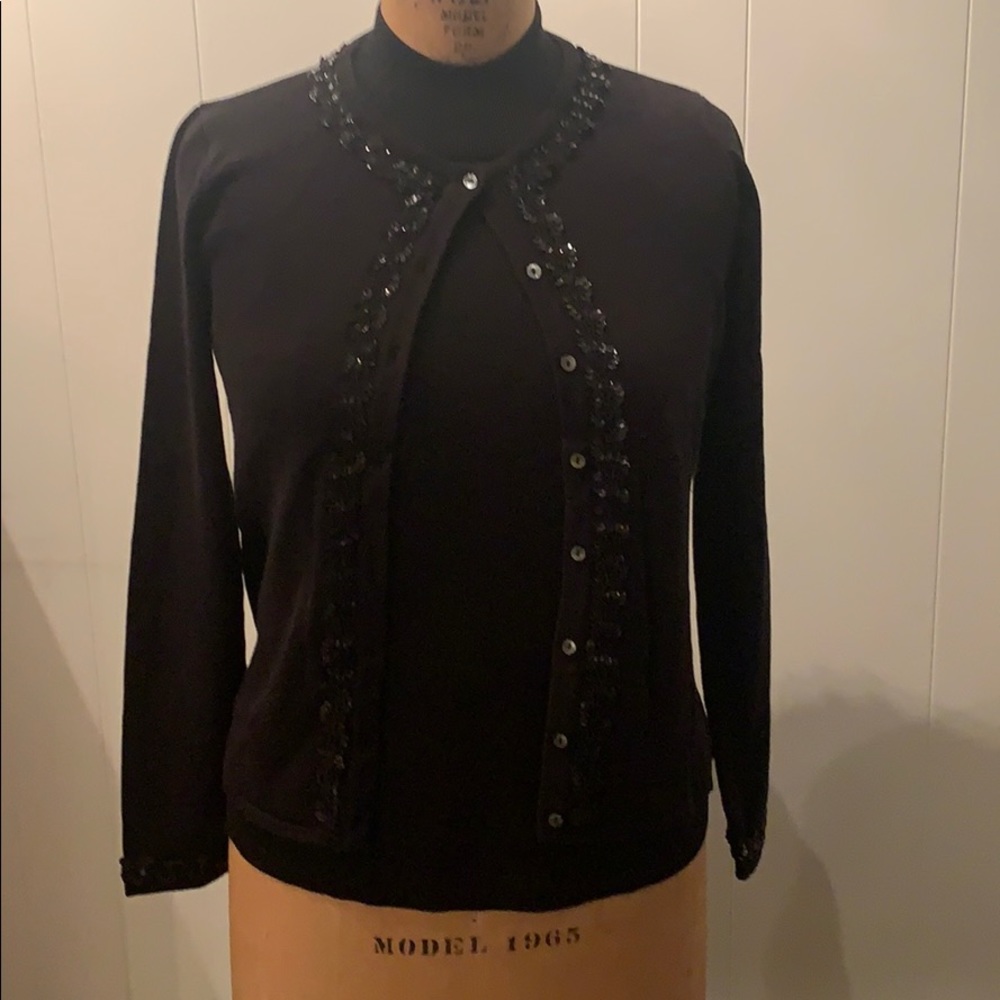 Black cardigan with a sparkle black tank top